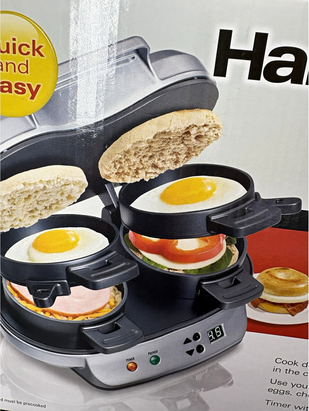 Hamilton Beach Dual Breakfast Sandwich Maker 25490 Silver/Black